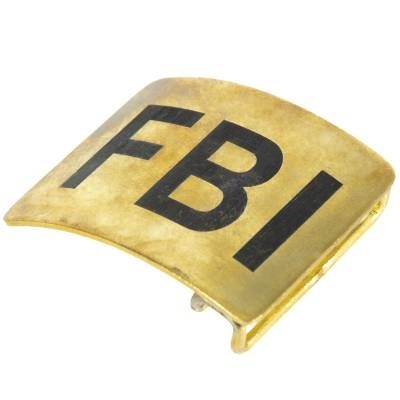 Бляха ( пряжка ) с гравировкой FBI латунная золотистая недорого