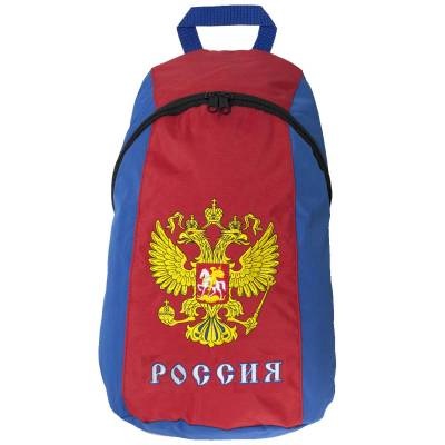 Рюкзак городской Россия Герб ( орел ) вышитая 45х30х15 20 л, цвет сине-красный оптом