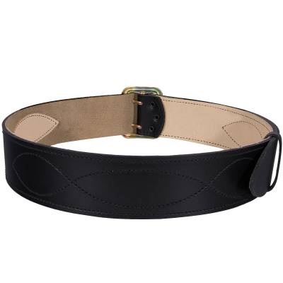 Ремень для военнослужащих с двухшпеньковой стальной пряжкой ( бляхой ) прошитый с юфтевой подкладкой кожаный уставной, цвет черный Ремень для военнослужащих с двухшпеньковой стальной пряжкой ( бляхой ) прошитый с юфтевой подкладкой кожаный уставной, цвет черный дешево