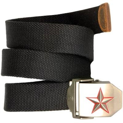 Ремень стропа брючный мужской с бляхой ( пряжкой ) Star DG628, цвет черный Ремень стропа брючный мужской с бляхой ( пряжкой ) Star DG628, цвет черный в военторге