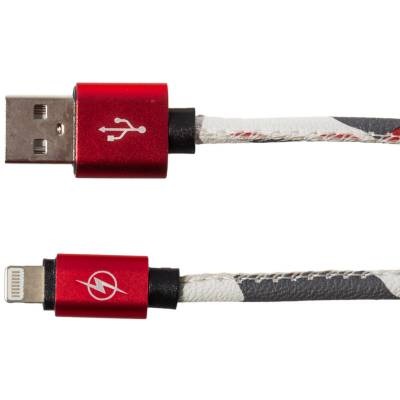 Кабель ( провод ) для зарядки телефона USB Apple камуфлированный, цвет красный недорого