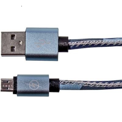 Кабель ( провод ) для зарядки телефона USB Micro камуфлированный, цвет синий недорого