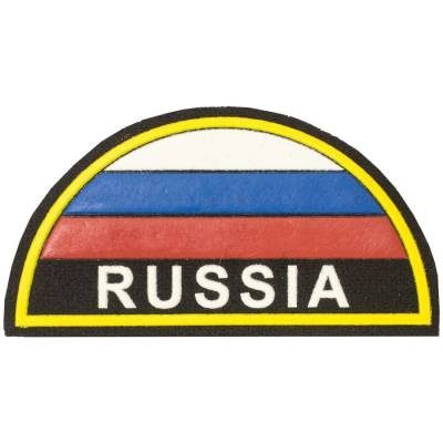 Нашивка ( шеврон ) на рукав RUSSIA триколор 9.5х5 пластизолевая полукруг в военторге