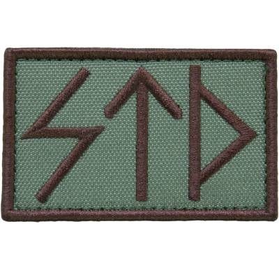 Нашивка ( шеврон патч patch ) тактическая Руны СТД вышитая на липуче 8х5, цвет оливковая в военторге