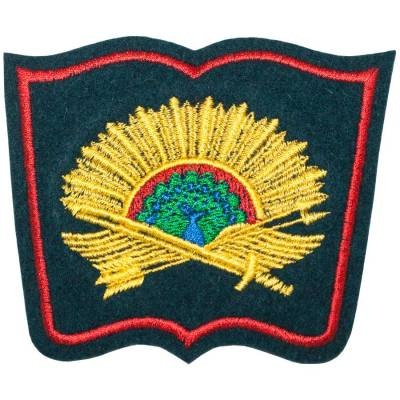 Нашивка ( шеврон ) на рукав Серпуховской военный институт РВСН 10х9 вышитая, цвет морская волна в Москве