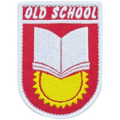 Нашивка ( шеврон патч patch ) тактическая OLD SCHOOL вышитая на липучке 8х5,5 красная в военторге