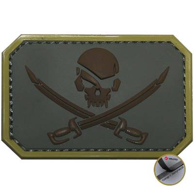 Нашивка ( шеврон патч patch ) тактическая Pirate Skull Desert 3D PVC на липучке пустыня в Москве