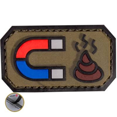 Нашивка ( шеврон патч patch ) тактическая Shit Magnet 3D PVC ( пластизоль ) на липучке 6х3,5 в Москве