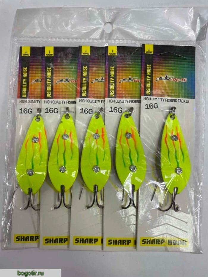 Блесна YOU-TE HIGH QUALITY FISHING TACKLE (НЕЗАЦЕПЛЯЙКА) Упаковка 5 штук V-16g 5