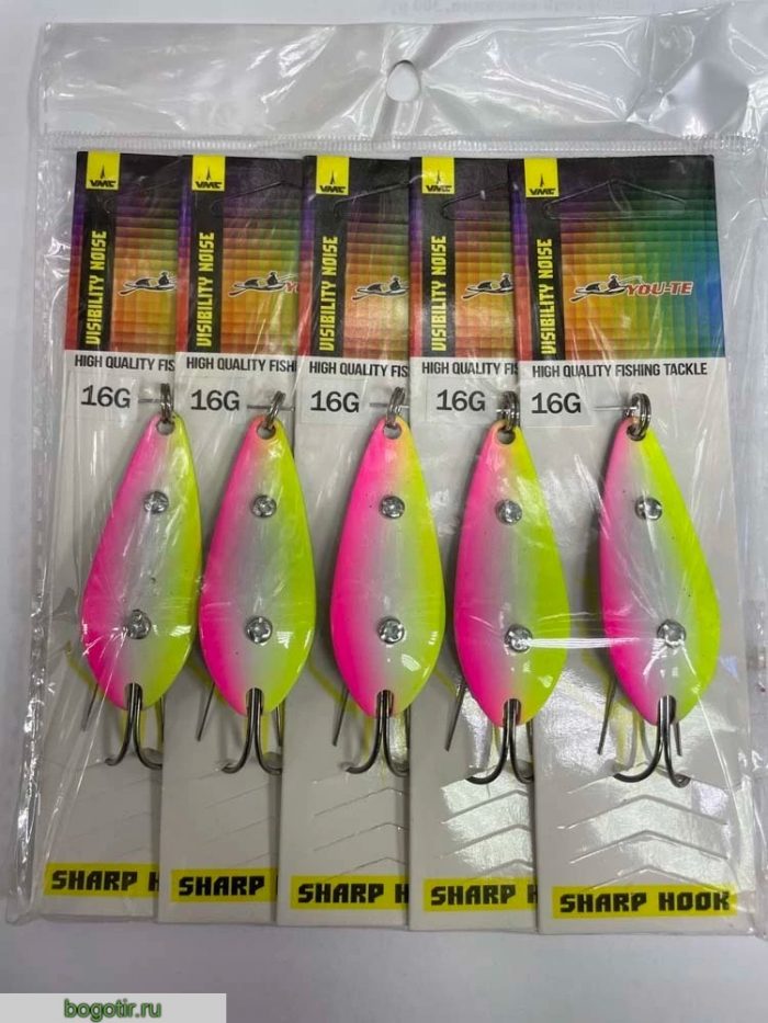 Блесна YOU-TE HIGH QUALITY FISHING TACKLE (НЕЗАЦЕПЛЯЙКА) Упаковка 5 штук V-16g