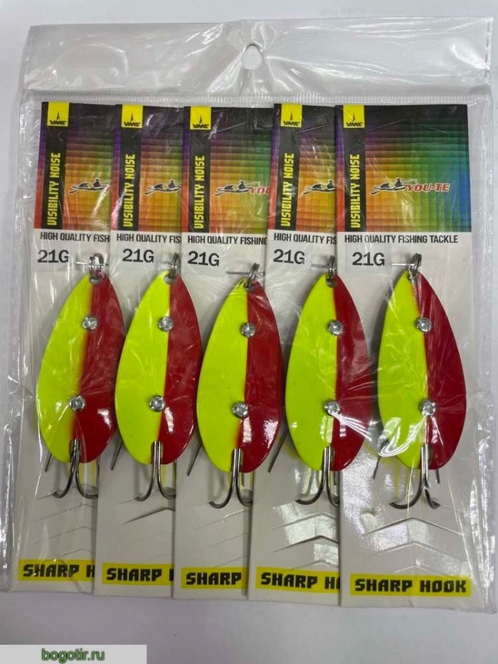 Блесна YOU-TE HIGH QUALITY FISHING TACKLE (НЕЗАЦЕПЛЯЙКА) Упаковка 5 штук V-21g