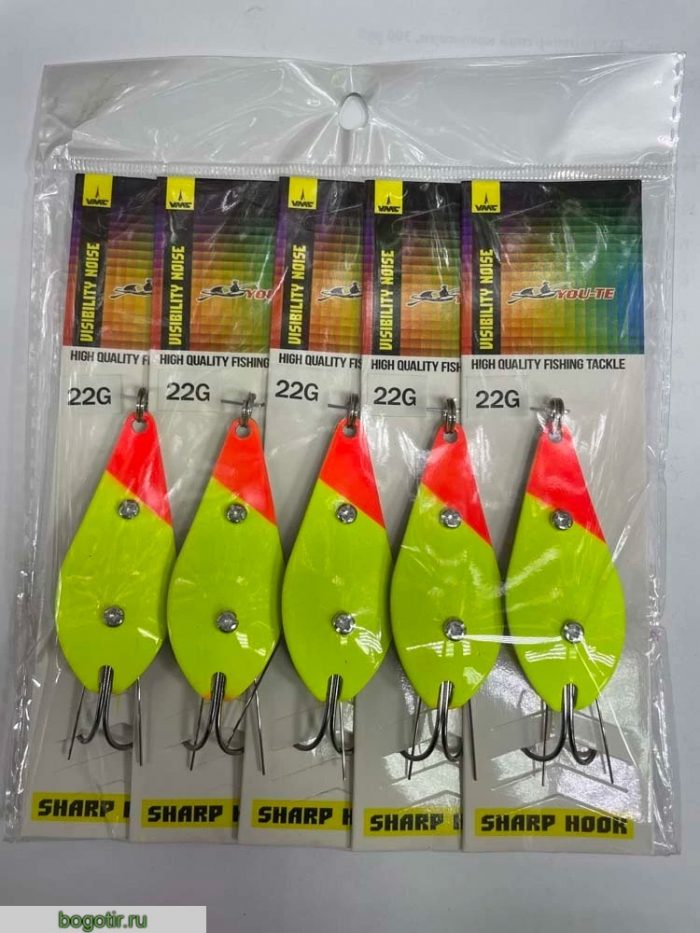 Блесна YOU-TE HIGH QUALITY FISHING TACKLE (НЕЗАЦЕПЛЯЙКА) Упаковка 5 штук V-22g