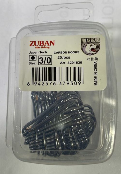 Крючки ZUBAN CARBON HOOKS Elite Fishing Крючок двойной упаковка 20 штук размер 3 0