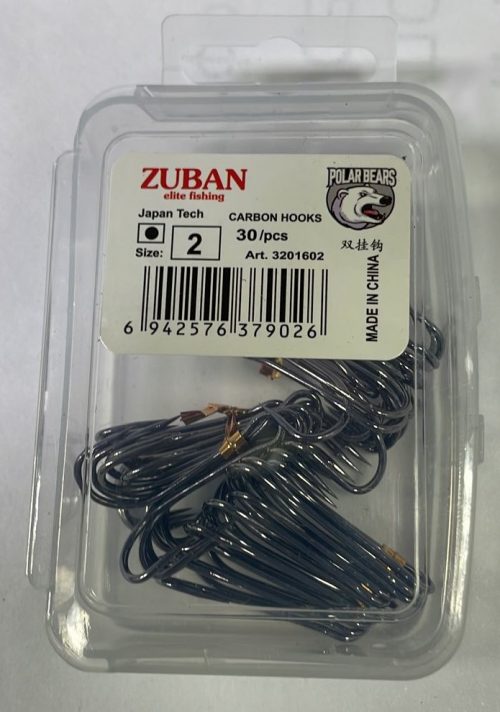 Крючки ZUBAN CARBON HOOKS Elite Fishing Крючок двойной упаковка 30 штук размер 2