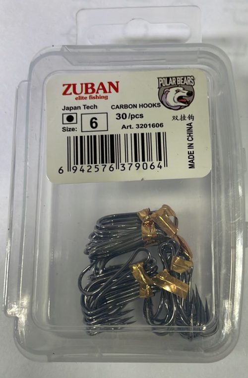 Крючки ZUBAN CARBON HOOKS Elite Fishing Крючок двойной упаковка 30 штук размер 6