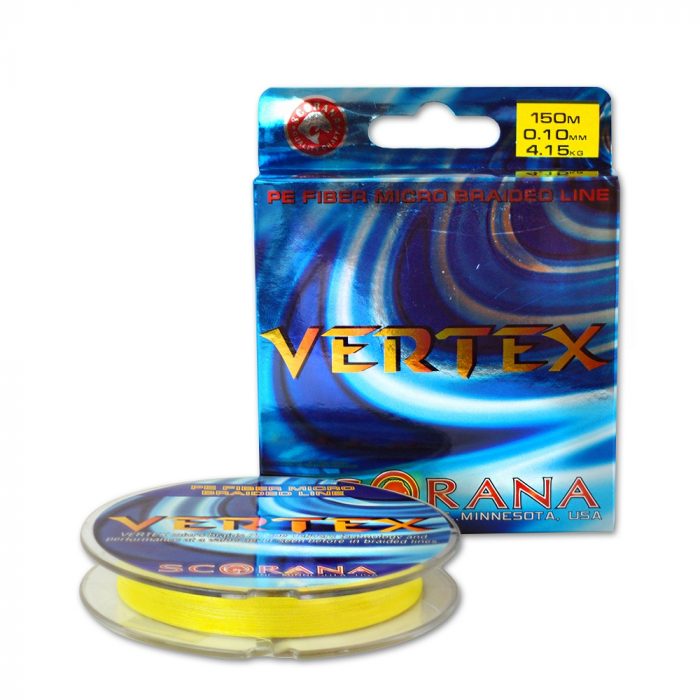 Леска плетеная Scorana Vertex 150м цвет жёлтый,зелёный. (Арт. RS5391)