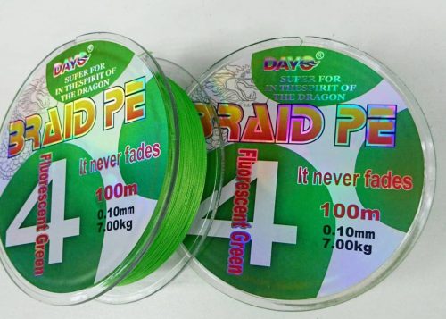 Плетенка BRAID PE X4 DAYO 100м, ярко салатовый, 4 жилы (арт 624410-10) (Арт. RS29296)