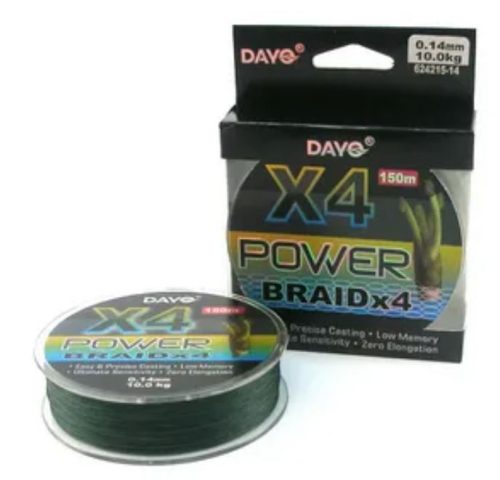 Плетенка POWER BRAID X4 ДОЮЙ 150м, темно зеленый цвет, 4 жилы (арт 624215-14) (Арт. RS29300)