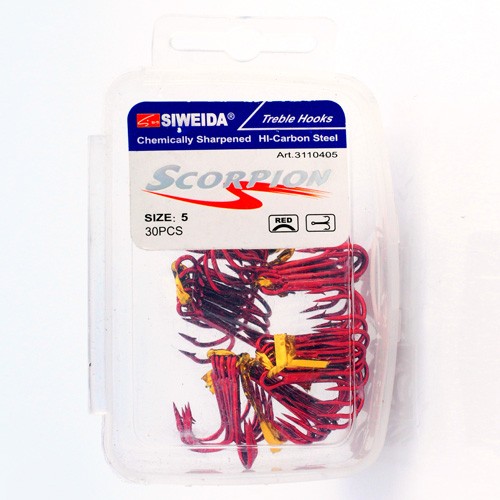 Тройник SCORPION средняя коробочка (красный средний) 30 штук. (Арт. RS5052)