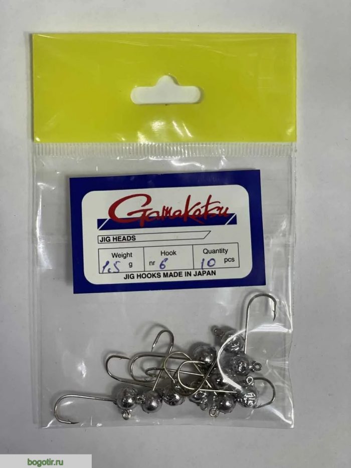 Джиг головки Gamakatsu JIG HOOKS MADE IN JAPAN. (вес 1.5g, крючок 6, количество 10 штук) o.s.p (Арт. RS45639)