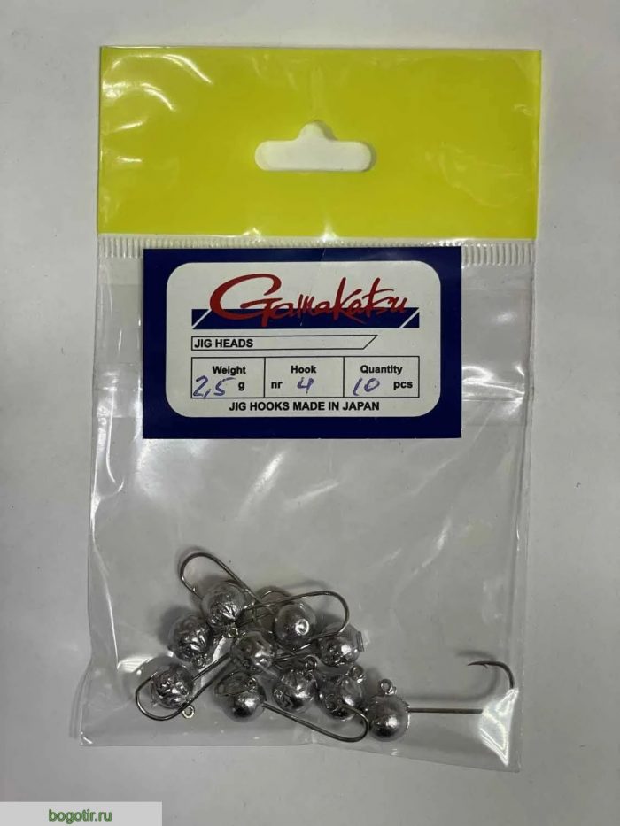 Джиг головки Gamakatsu JIG HOOKS MADE IN JAPAN. (вес 2.5g, крючок 4, количество 10 штук) o.s.p (Арт. RS45633)