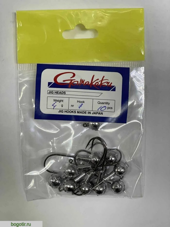 Джиг головки Gamakatsu JIG HOOKS MADE IN JAPAN. (вес 4g, крючок 1, количество 10 штук) o.s.p (Арт. RS45645)