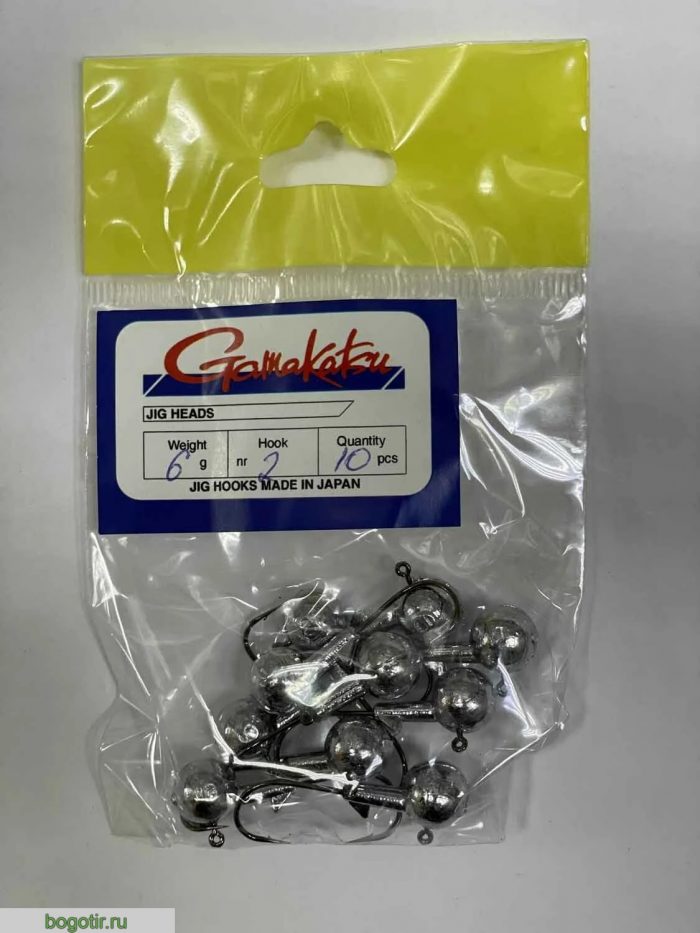 Джиг головки Gamakatsu JIG HOOKS MADE IN JAPAN. (вес 6g, крючок 2, количество 10 штук) o.s.p (Арт. RS45647)