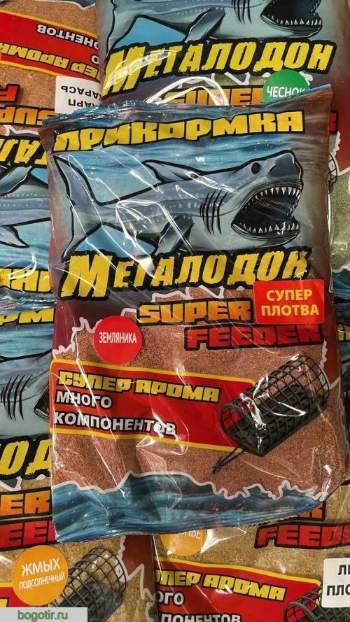 Прикормка летняя Мегалодон Super Feeder Супер Плотва Земляника 800g.