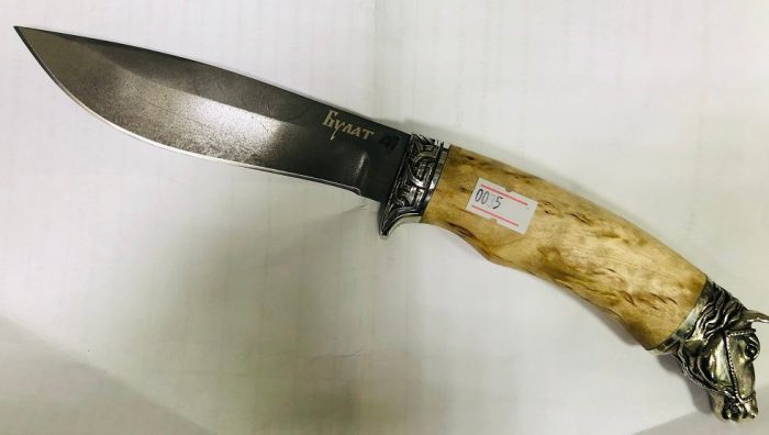 Нож для охоты и рыбалки Нижний Новгород сталь БУЛАТ в кожаном чехле с сертификатом соответствия. (Арт. RS27828)
