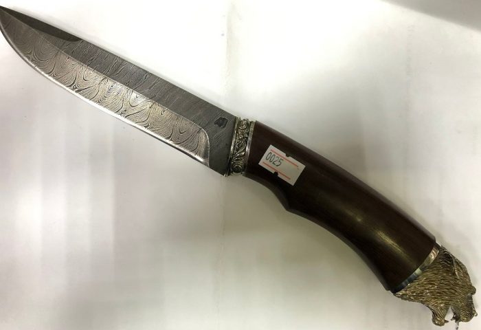 Нож для охоты и рыбалки Нижний Новгород сталь ДАМАСК в кожаном чехле с сертификатом соответствия. (Арт. RS27823)