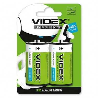 БАТАРЕЙКИ ALKALINE D VIDEX LR20 (2 ШТ.) (Арт. RS29014)